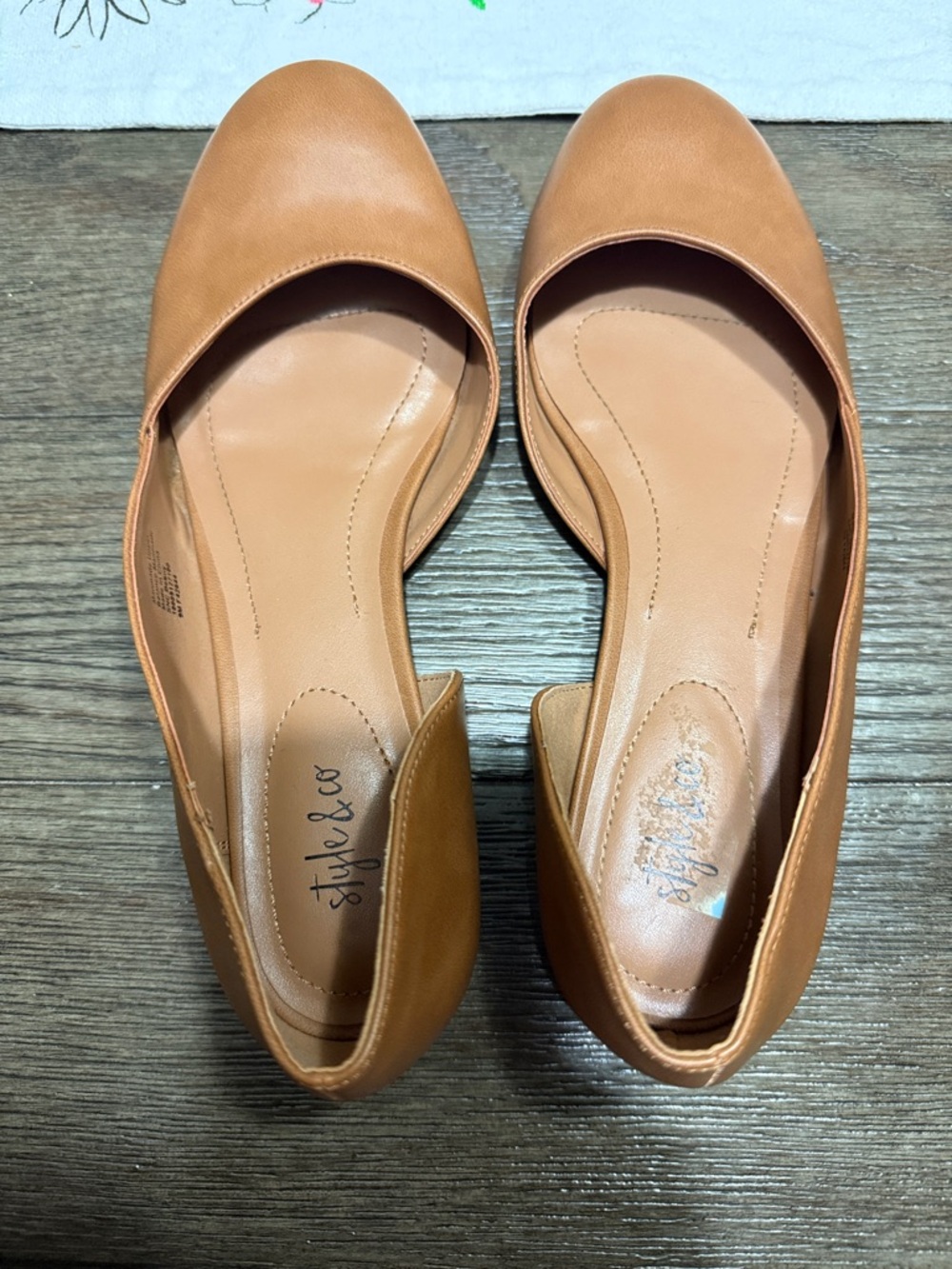 Style & Co. Women's Tan D'Orsay Leather Flats